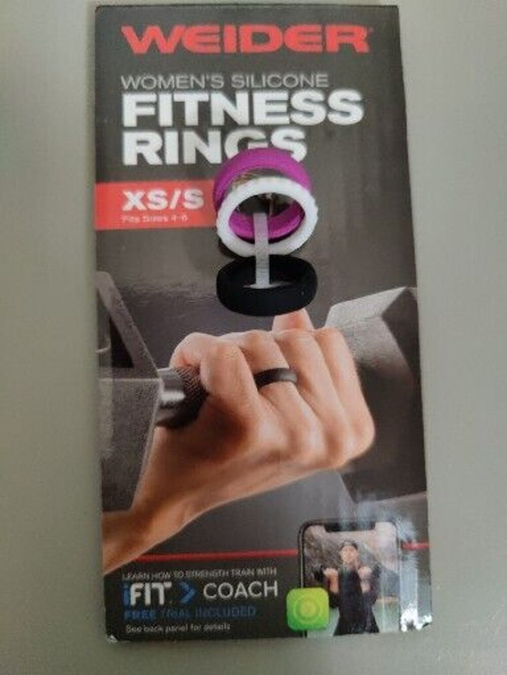 3 Weider Silicone Ring Band Women Set Stackable Gym Sport XS/S 4-6 Purp/Blck/Wht